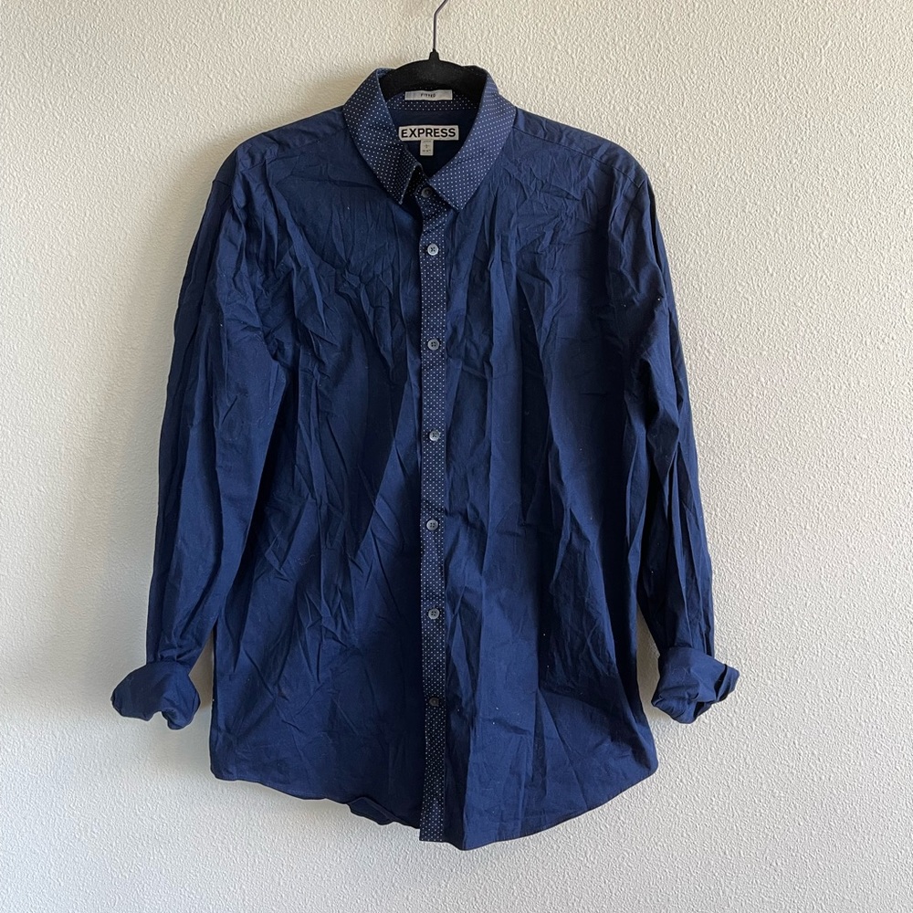 EXPRESS Fitted Blue Dress Shirt